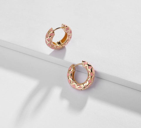 Natural Stone Hoop Earrings, Pink