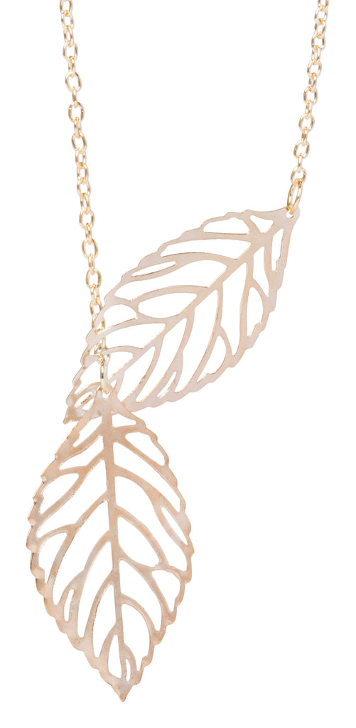 2 Leaf Chain Necklace, Gold
