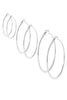 Large Silver Hoop Earrings, Set of 3