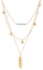 Layered Turquoise Feather Necklace, Gold