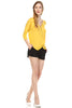 Front Zipper Back Lace Top, Mustard