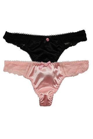 Set of 2 Lacy Low-Rise Panties, Cream & Black