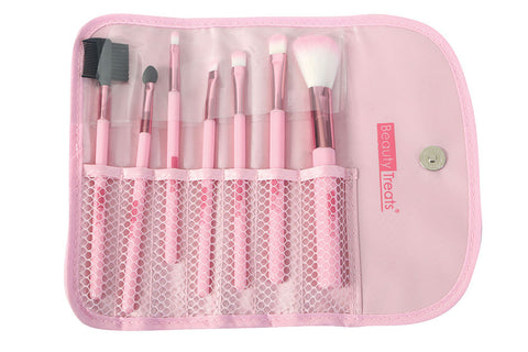 7 Piece Makeup Brush Set, Pink