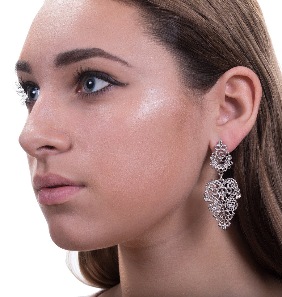 Bohemian Cutout Earrings, Silver