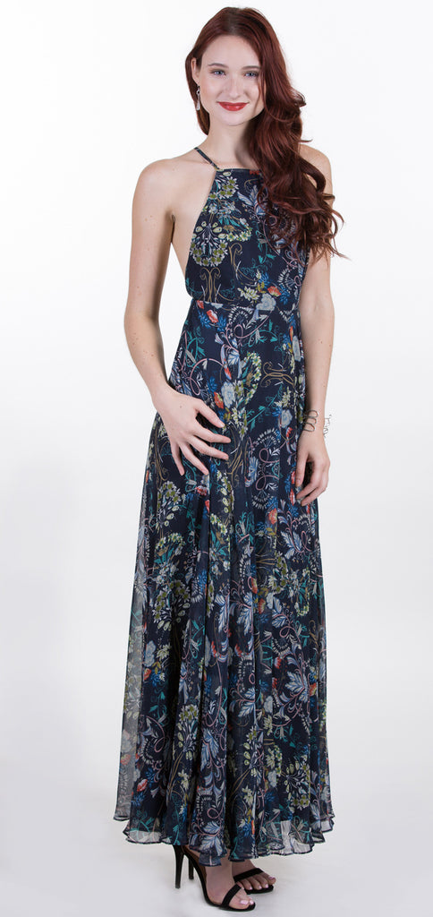 Beautiful Flower Print Maxi Dress