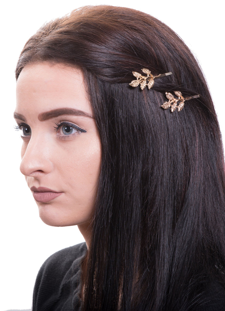 Gold Leaves Hair Clip, Set of 2