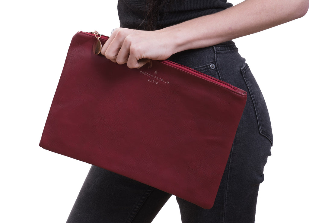 PU Leather Fashion Clutch Bag, Red Wine