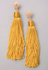 Long Cord Tassel Earrings, Mustard