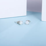 Dazzling Round Stud Earrings, Sparkling White