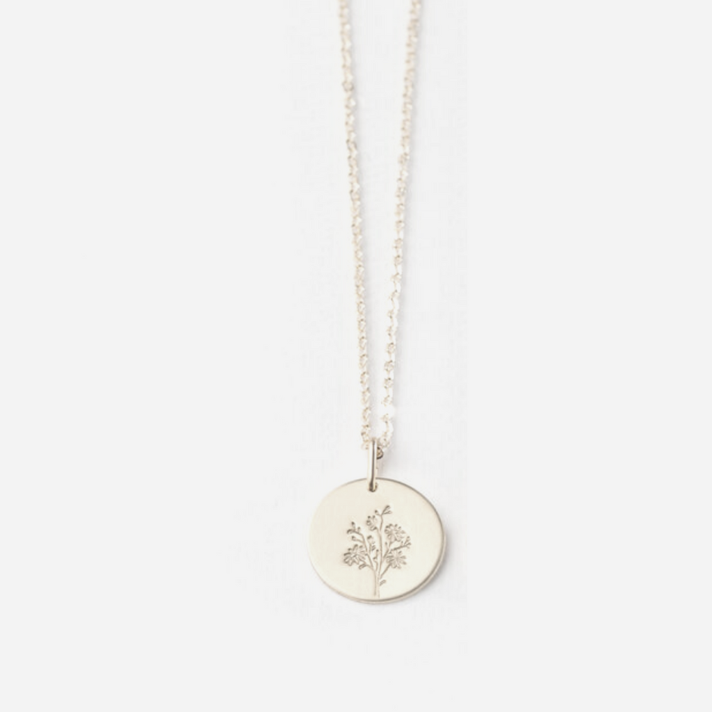 Delicate Flower Disc Necklace, Aster