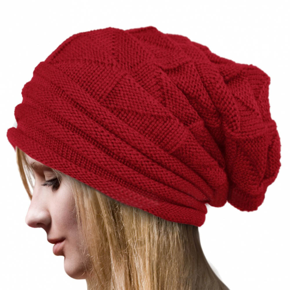 Warm Wool Knit Beanie, Red