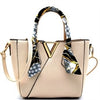 Gold & Scarf Accented Handbag Tote, Beige