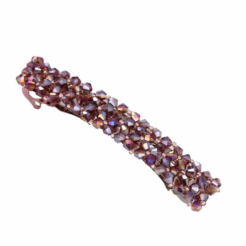 Crystal Beads Barrette, Purple