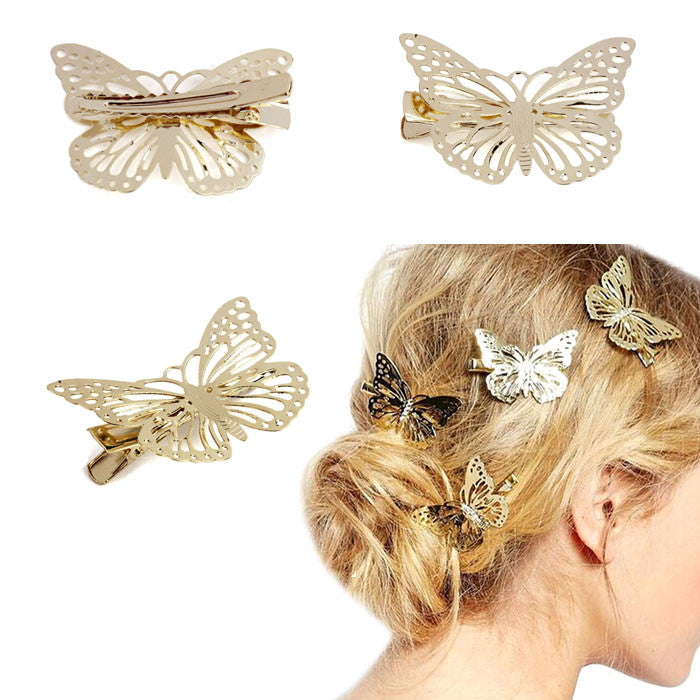 Set of 2 Golden Butterfly Hair Clips