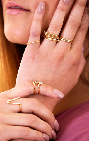 Crystal Charm Knuckle Ring, Gold