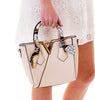 Gold & Scarf Accented Handbag Tote, Beige