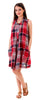 Plaid Pocket Loose Fit Shirt Dress, Red