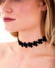 Floral Cutout Faux Suede Choker Necklace, Black