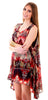 Sleeveless Keyhole Detail Print Dress, Red