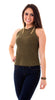 Sleeveless Open Knit Top, Olive