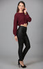 Scallop Cropped Burgundy Sweater