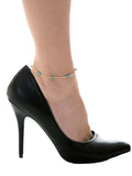 Ankle Bracelet With Turquoise Beads, Gold