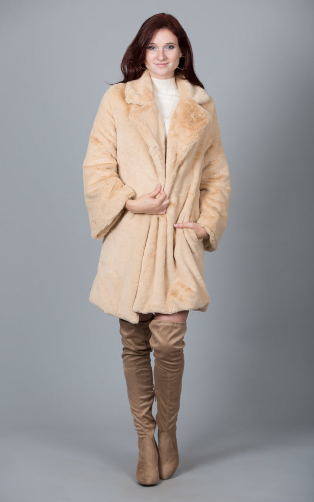 Cream Faux Fur Coat