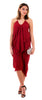 Draped Sheer Dress, Burgundy Red