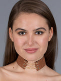 Statement Choker With Gold Chains, Brown