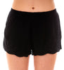 Linen Shorts With Embroidered Lace Detail, Black