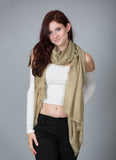 Luxe Gold-foil Scarf With Fringe, Khaki