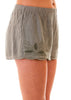 Linen Shorts With Embroidered Lace Detail, Olive