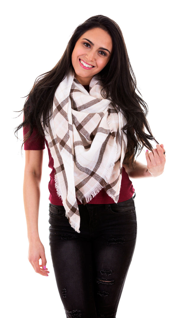 Triangle Scarf Pashmina With Fringe, Pink/Brown