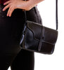 Stylish Faux Leather Crossbody Bag, Black