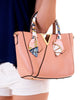 Gold & Scarf Accented Handbag Tote, Light Pink