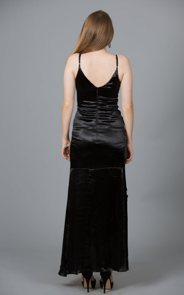 Silky Ruffle Maxi Dress, Black