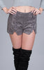 Front Lace-Up Detail Shorts, Grey