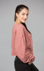 Raw-Edge French Terry Top, Ash Pink