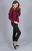Plunge Into Comfort Lace Up Top, Burgundy