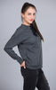 Lace Up Front French Terry Top, Charcoal Grey