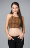 Suede Halter Top With Lace Up Back