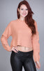Cropped Crewneck With Slit Sleeves, Salmon