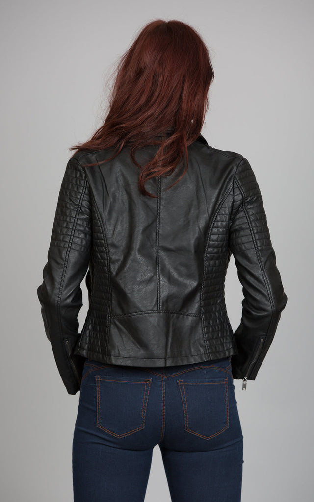 Black Faux Leather Biker Jacket – Pretty Missy Inc.