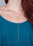 Gold Chain Beaded Lariat Necklace