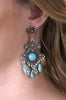Bohemian Style Turquoise Dangle Earrings, Silver