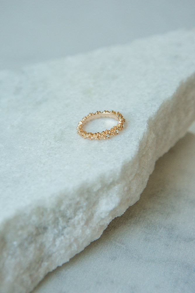 Gold Flower Crystal Ring