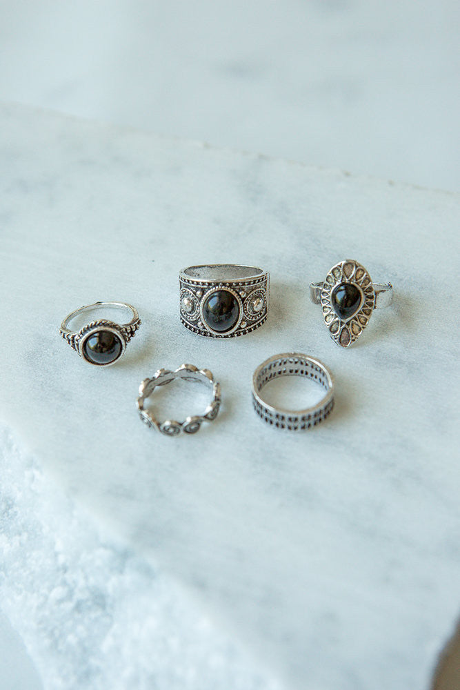 Steampunk Vintage Ring Set, Silver