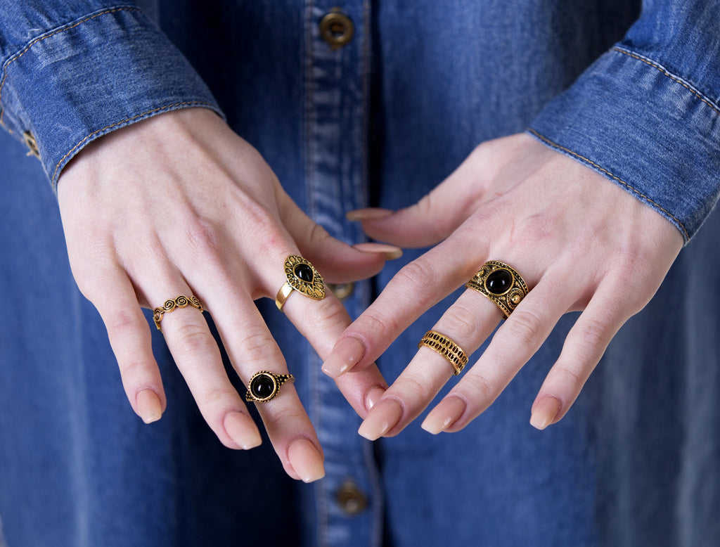 Steampunk Vintage Ring Set, Gold