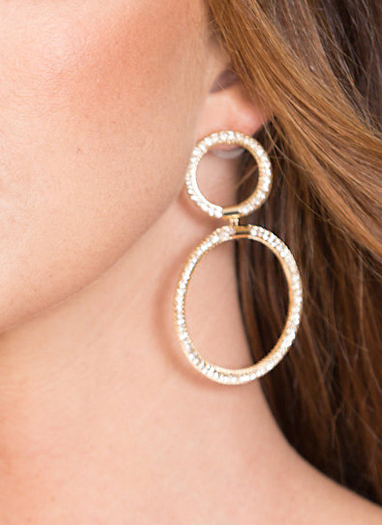 Double Jewel Hoop Earrings, Gold