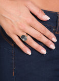 Druzy Stone Adjustable Ring, Black